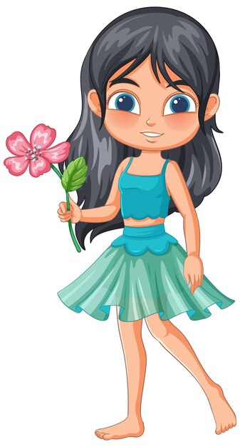 Menina com uma flor rosa