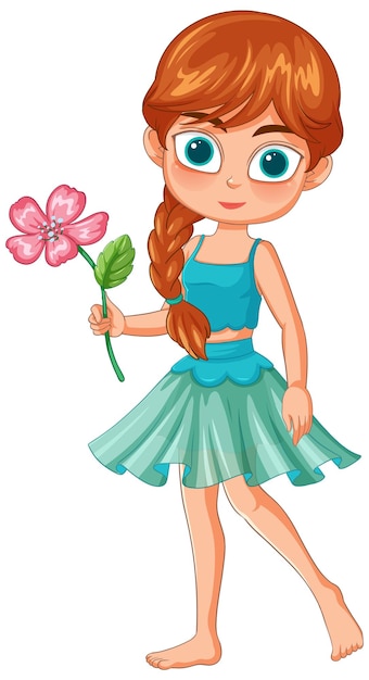 Menina com uma flor rosa