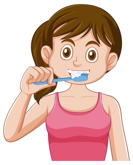 Vetor grátis menina da puberdade escovando os dentes