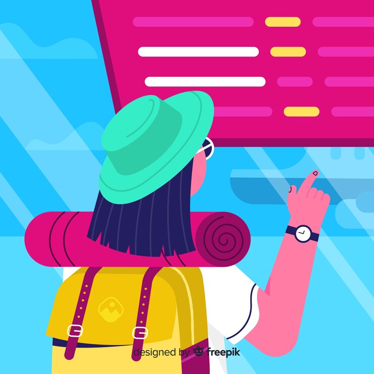 Vetor grátis menina desenhada de mão no aeroporto