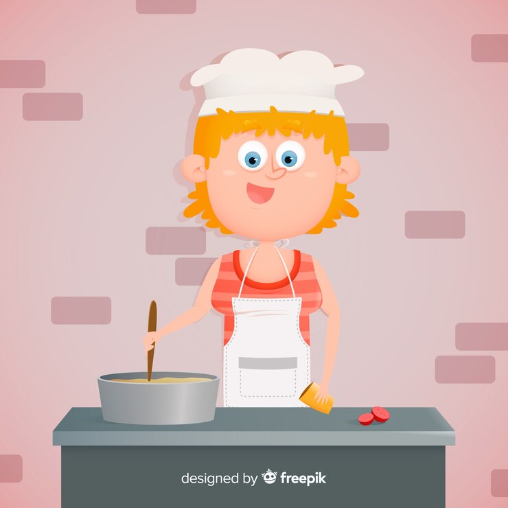 Vetor grátis menina desenhada mão cozinhar fundo