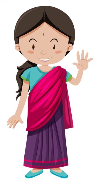 Menina indiana com saudação de rosto feliz