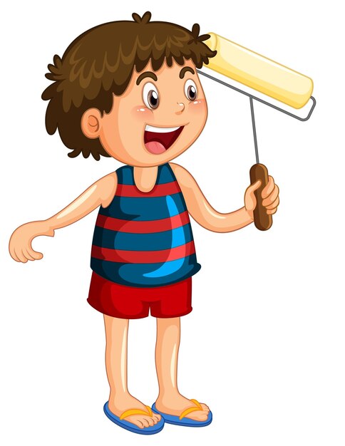 Menino com rolo de pintura