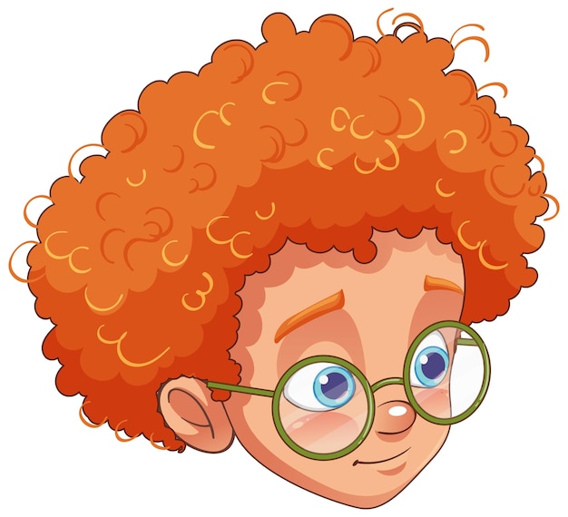 Vetor grátis menino de cabelo encaracolado bonito usando cabeça de óculos