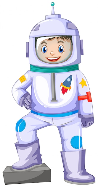 Menino, em, spacesuit, sorrindo