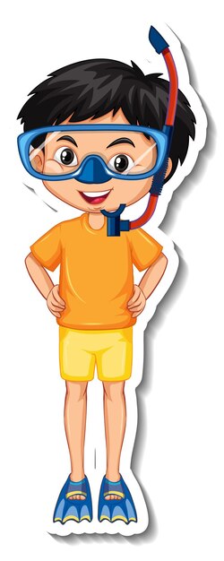 Menino fofo usando máscara de snorkel