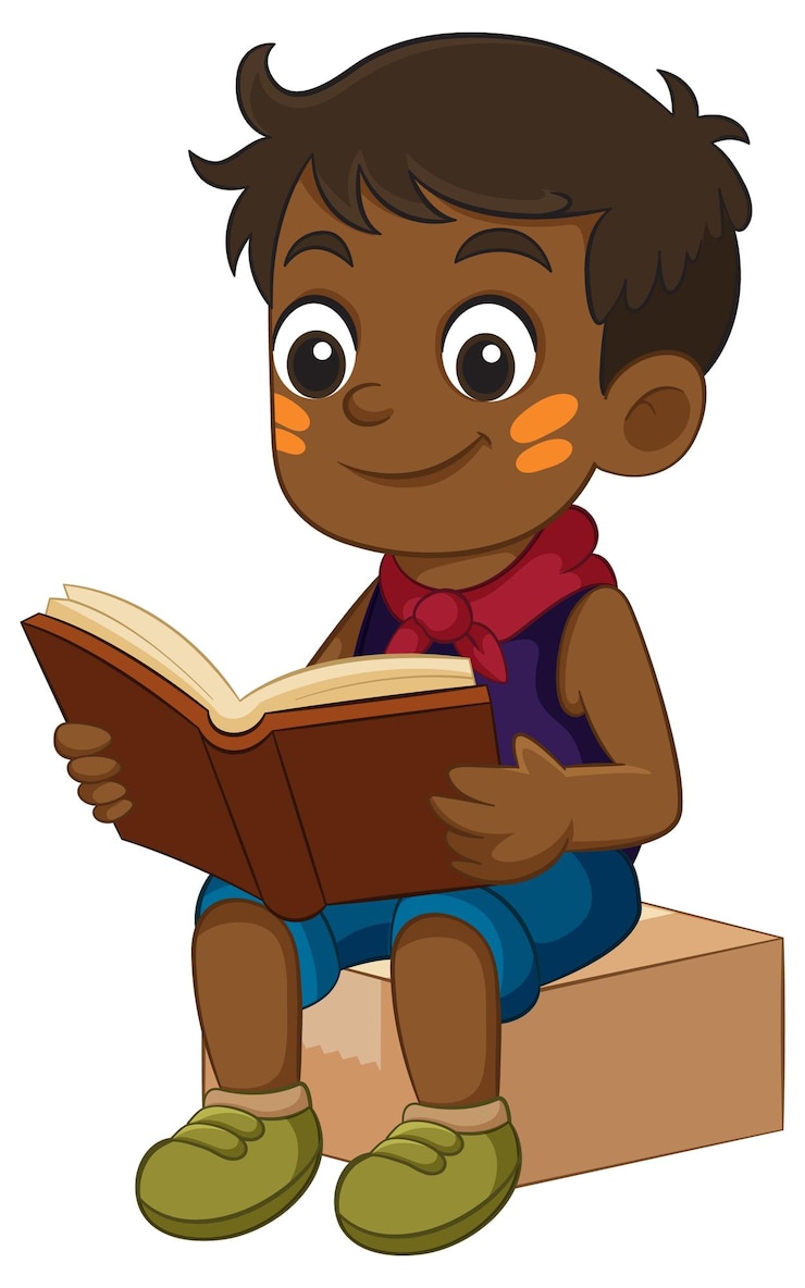 Vetor grátis menino lendo uma ilustração de um livro