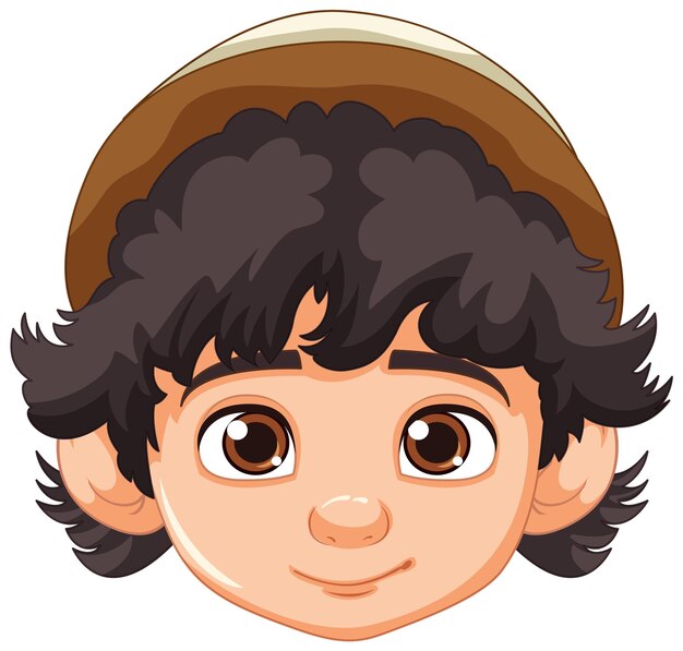 Menino NeutralFaced usando gorro em estilo vetorial