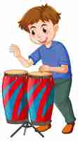 Vetor grátis menino tocando tambores de conga vetor
