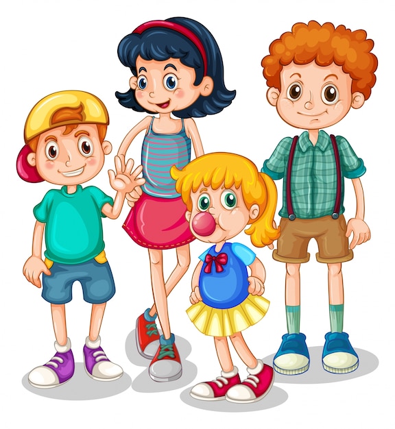 Meninos, meninas, ficar, grupo, Ilustração
