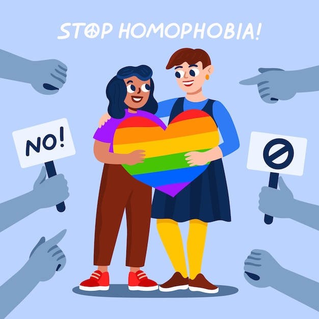 Mensagem desenhada à mão para interromper a homofobia ilustrada