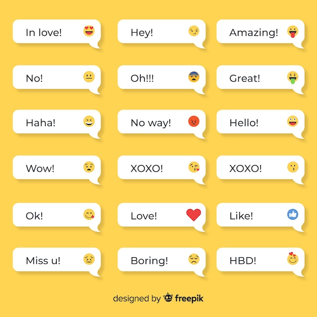 Vetor grátis mensagens com reações de emojis