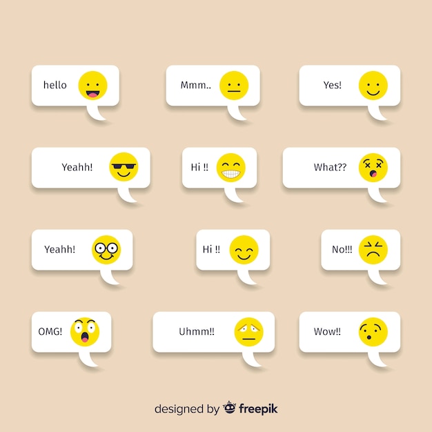 Vetor grátis mensagens com reações de emojis