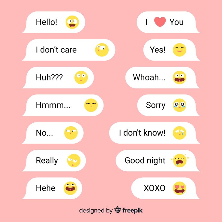 Vetor grátis mensagens curtas com emojis para interações sociais