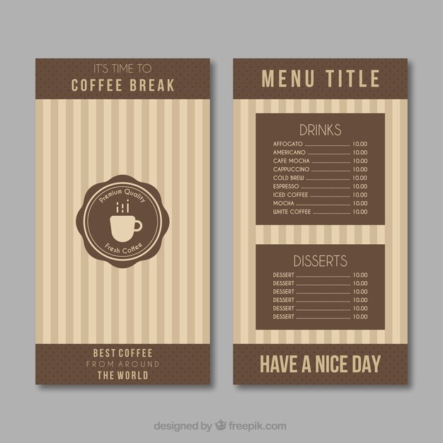 menu de café retro