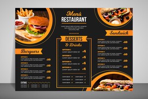 Vetor grátis menu de restaurante moderno para fast food