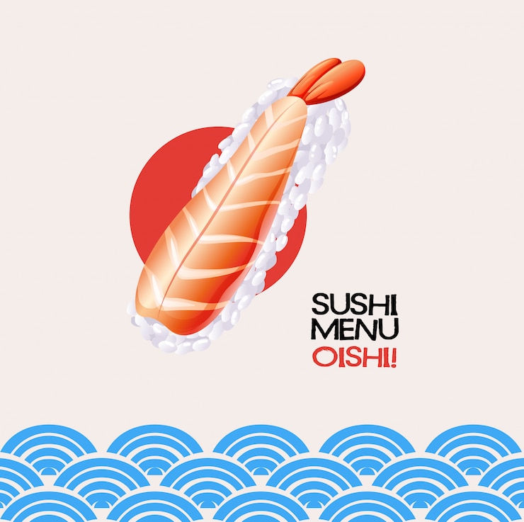 Vetor grátis menu de sushi em cartaz