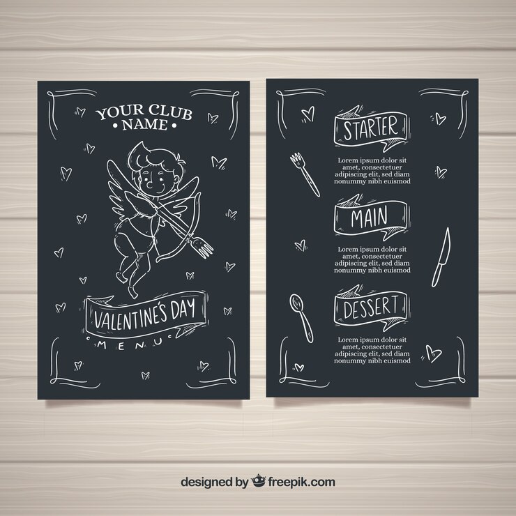 Vetor grátis menu desenhado à mão do dia dos namorados