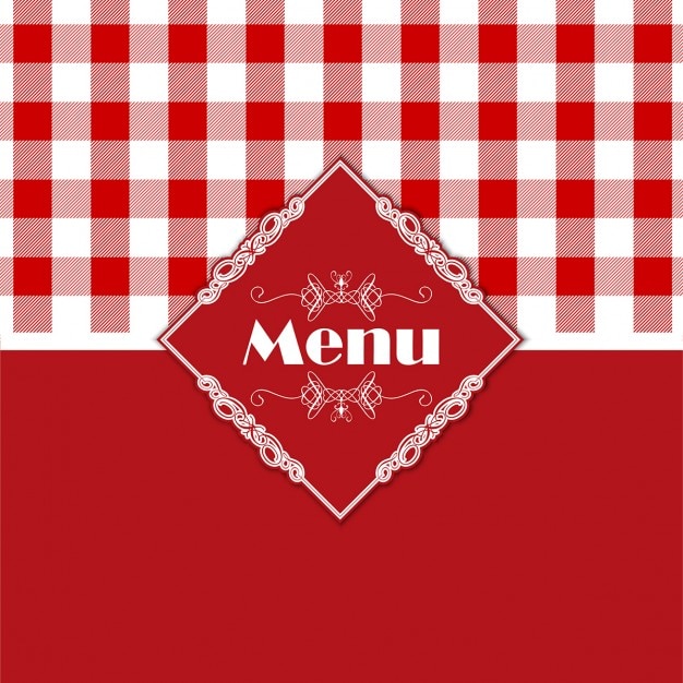 Vetor grátis menu design elegante com um padrão de estilo gingham