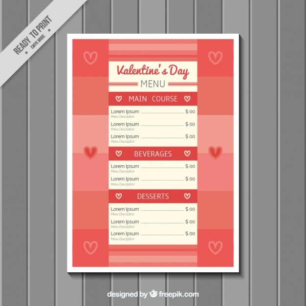 Menu dos Namorados em design plano