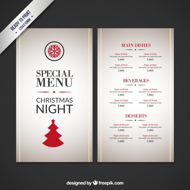 Vetor grátis menu especial de natal