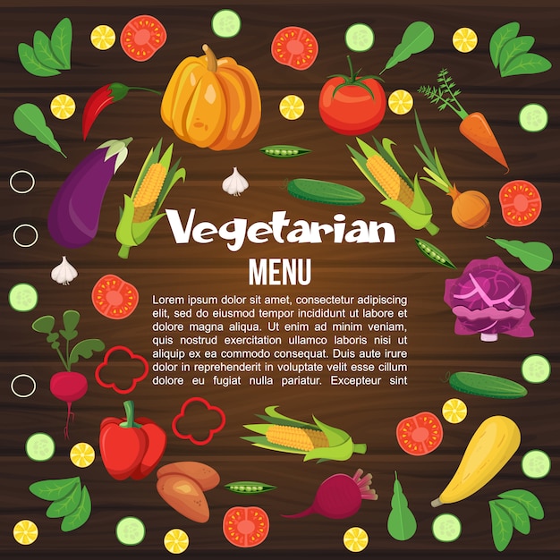 Vetor grátis menu plano de legumes