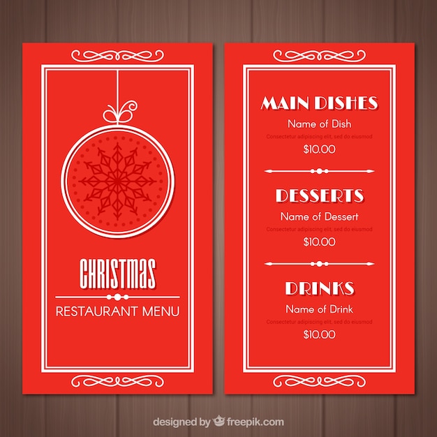 Menu vermelho de natal