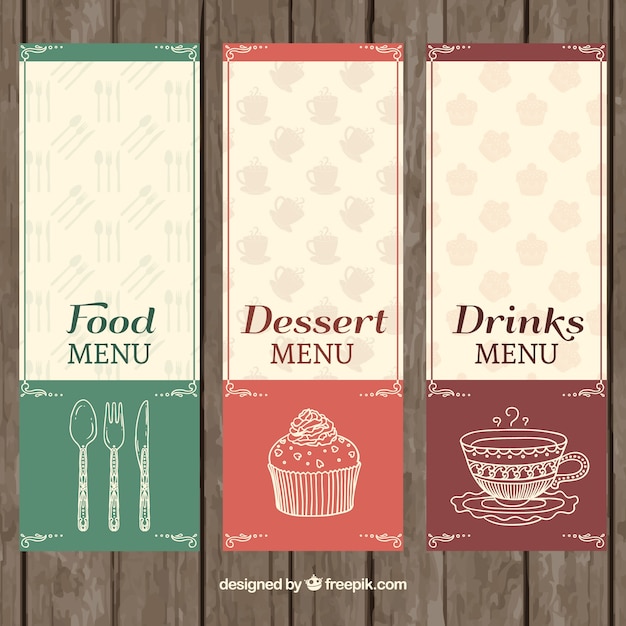 Menus do restaurante retro