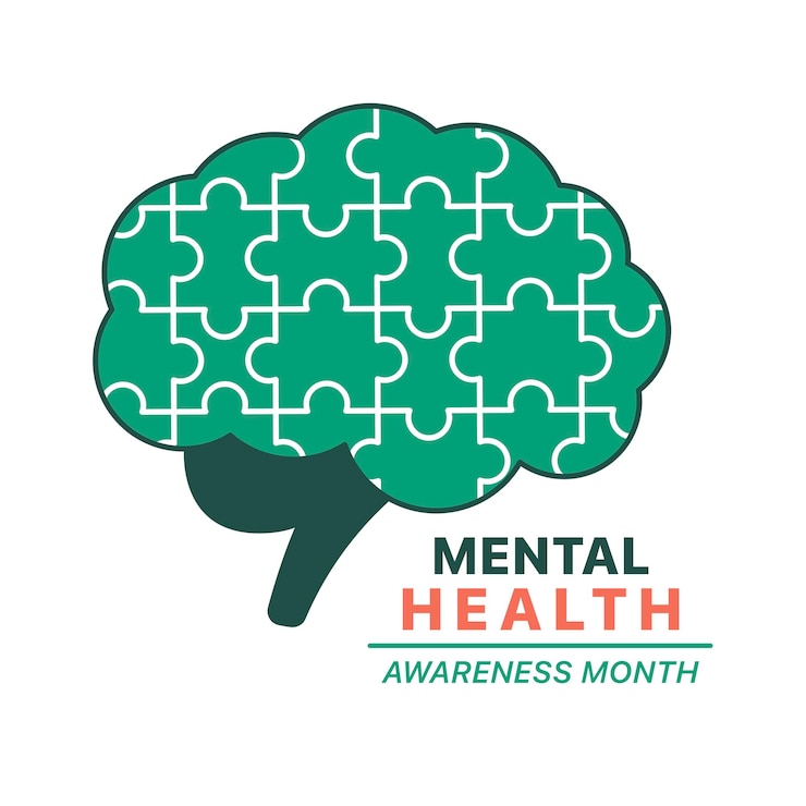 Vetor grátis mês da saúde mental puzzle do cérebro