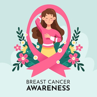Mês de conscientização do câncer de mama Vetor Premium