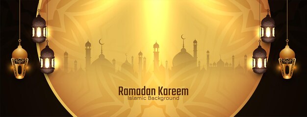 Mês sagrado islâmico Ramadan Kareem festival vector design de banner