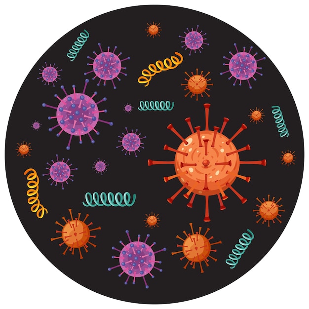 Vetor grátis microrganismo bacteriano em círculo