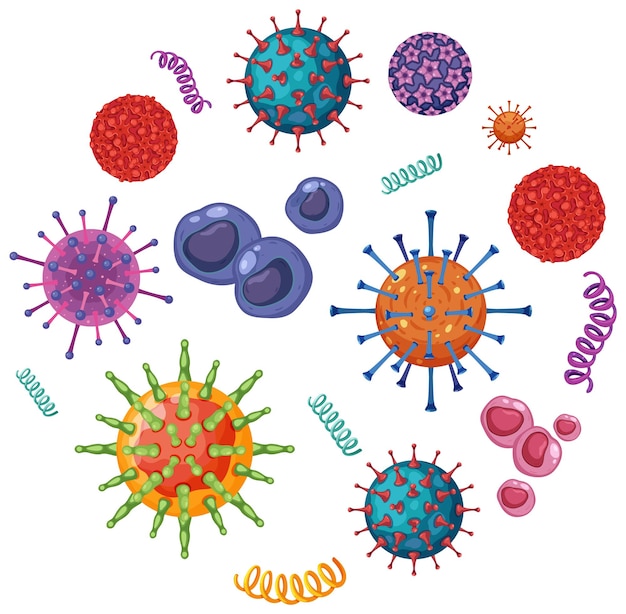 Vetor grátis microrganismo bacteriano em círculo