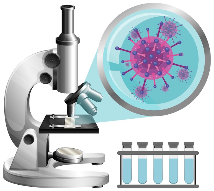Vetor grátis microscópio ver germes e vírus