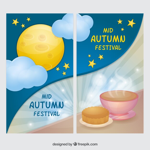 Mid-autumn festival celebração banners