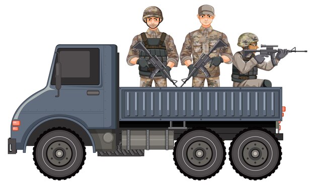Vetor grátis militar em um caminhão isolado