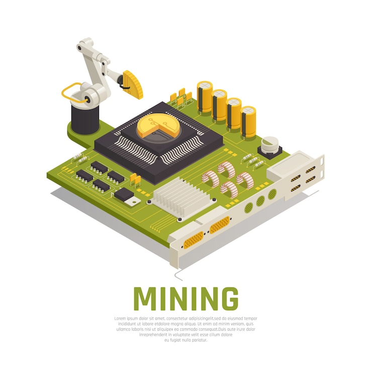 Vetor grátis mineração de blockchain isométrica