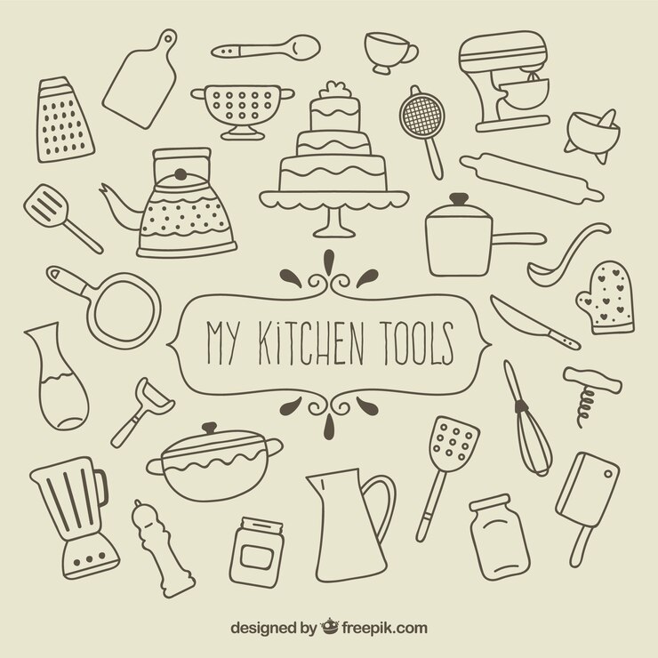 Vetor grátis minhas ferramentas de cozinha