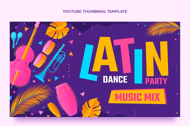 Vetor grátis miniatura de festa de dança latina gradiente do youtube