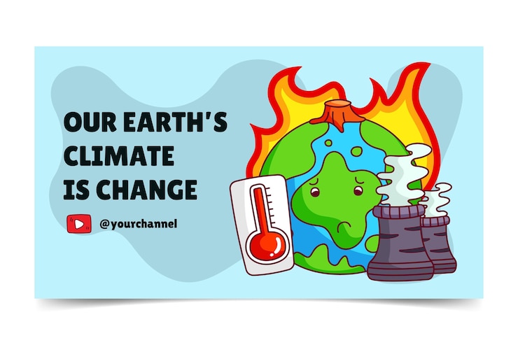 Vetor grátis miniatura desenhada à mão sobre mudanças climáticas no youtube