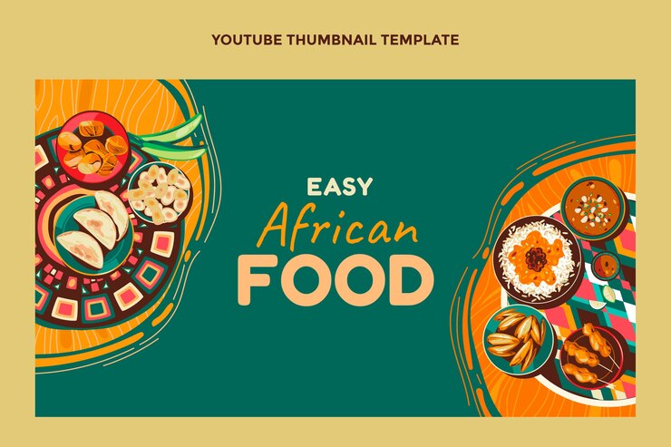 Vetor grátis miniatura do youtube de comida africana com design plano