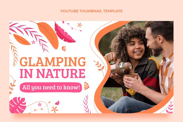 Miniatura do youtube de glamping de design plano