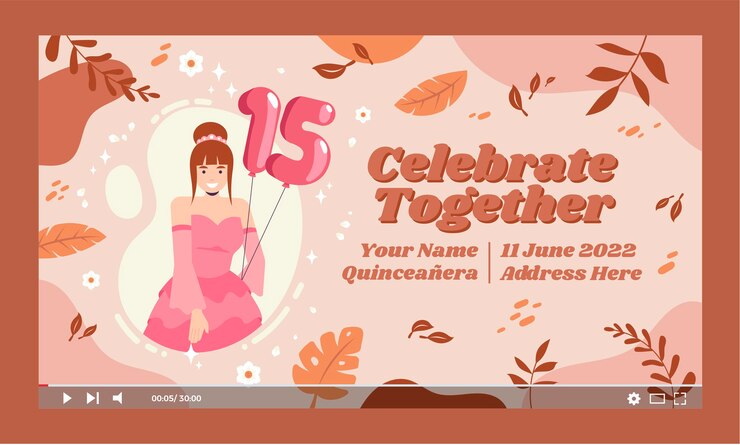 Vetor grátis miniatura do youtube de quinceanera desenhada à mão