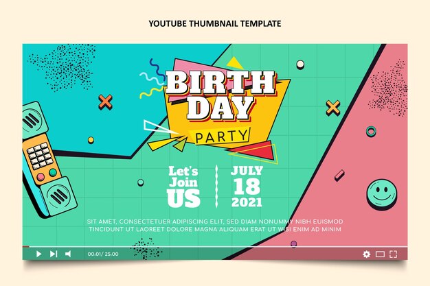 Miniatura do youtube do aniversário dos anos 90 desenhada à mão