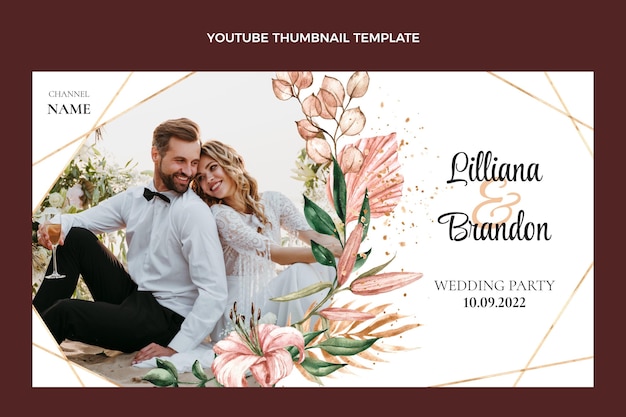 Vetor grátis miniatura do youtube do casamento boho em aquarela