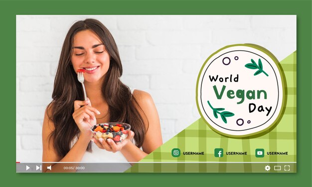 Vetor grátis miniatura do youtube do dia mundial do vegano
