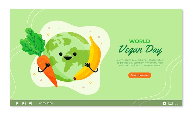 Vetor grátis miniatura do youtube do dia vegano do mundo plano