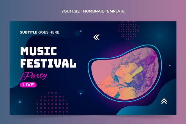 Miniatura do youtube do festival de música colorida gradiente