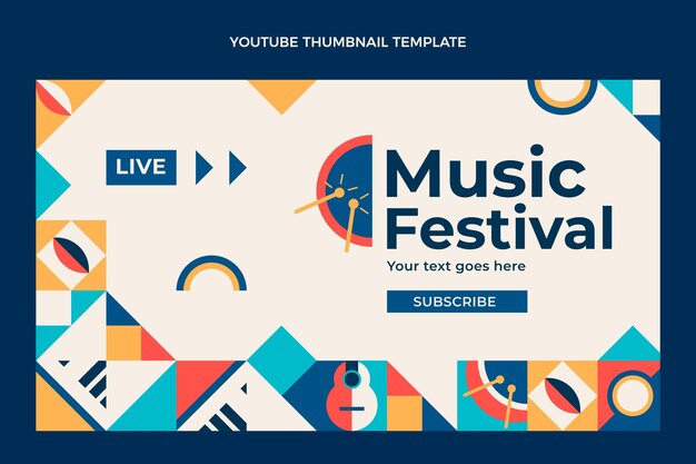 Miniatura do youtube do festival de música mosaico plano