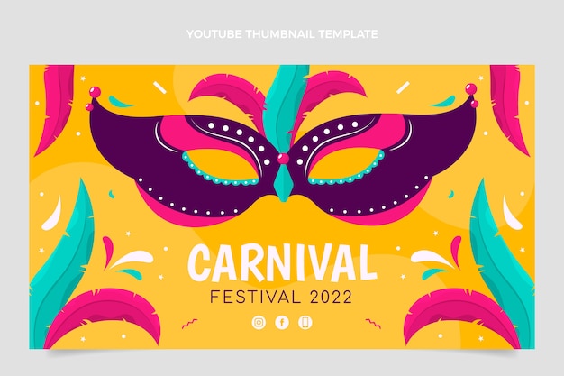 Miniatura plana do youtube de carnaval